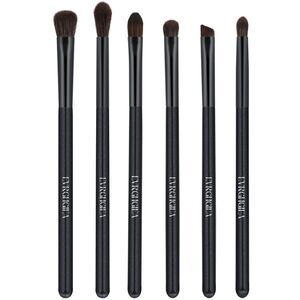 6 Pcs Black Professional Blending Soft Hairs Eye Makeup Brush Set & Wood Handle
